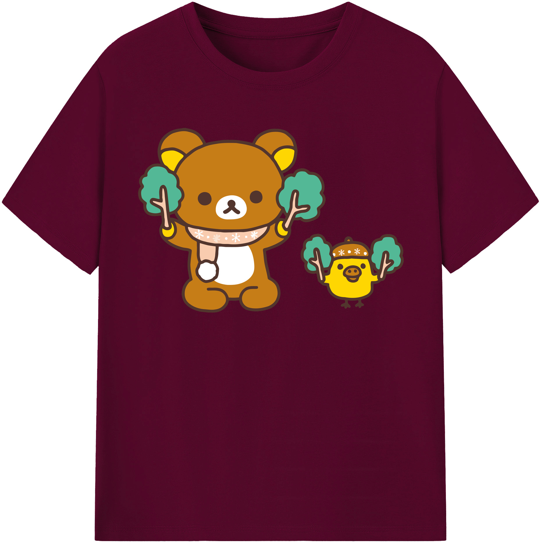 （画像用） リラックマ リラックマ キイロイトリ Rilakkuma Korilakkuma Kiiroitori レディースカジュアルプリントTシャツ（綿100％）